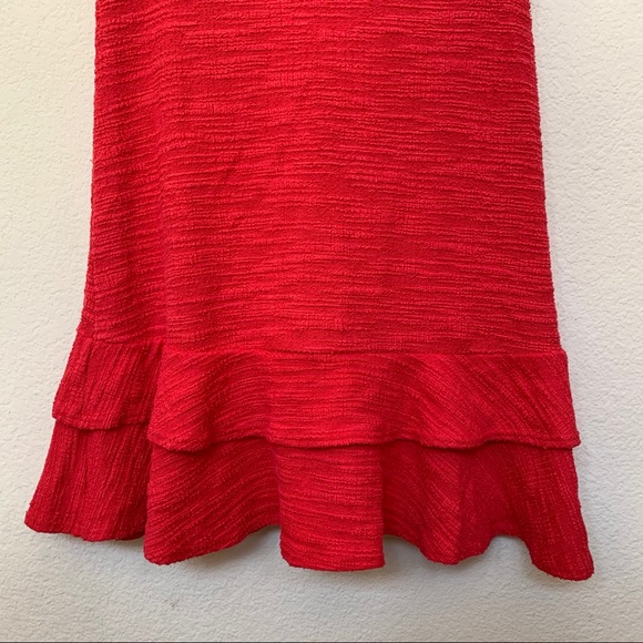 Sharagano Red Ruffle Knit Sleeveless Dress Sz 8P - Picture 5 of 10